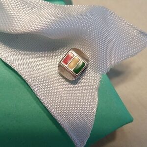 Flag Charm with Red Yellow and Green Stripes: Pan African ? Mali ? Carlow ? 925